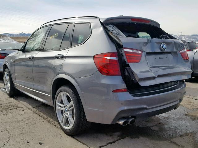 5UXWX7C51E0E75350 - 2014 BMW X3 XDRIVE3 SILVER photo 3