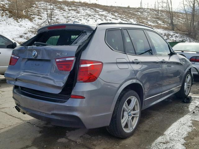 5UXWX7C51E0E75350 - 2014 BMW X3 XDRIVE3 SILVER photo 4