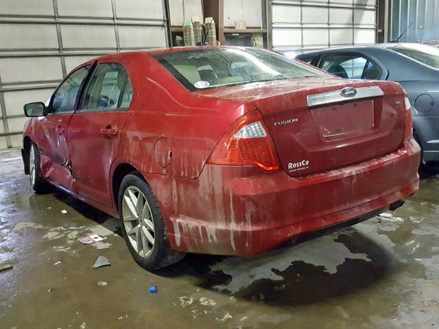 3FAHP0JA5CR169284 - 2012 FORD FUSION SEL RED photo 3