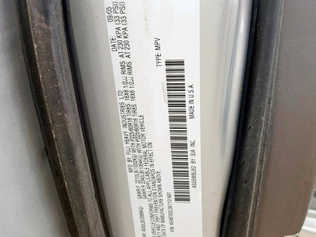 4S4BT62C367101491 - 2006 SUBARU BAJA SPORT SILVER photo 10