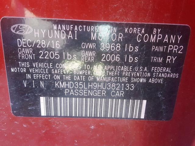 KMHD35LH9HU382133 - 2017 HYUNDAI ELANTRA GT RED photo 10