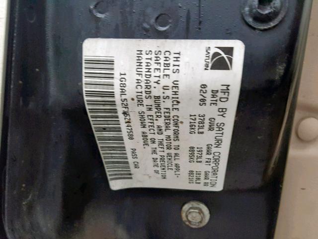 1G8AL52FX5Z147580 - 2005 SATURN ION LEVEL GOLD photo 10