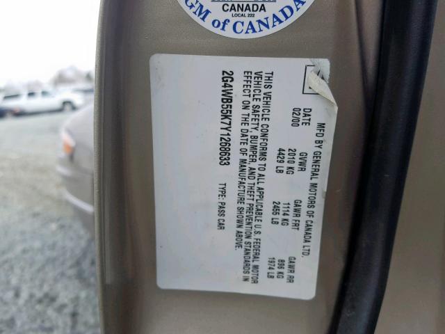 2G4WB55K7Y1268633 - 2000 BUICK REGAL LS BEIGE photo 10