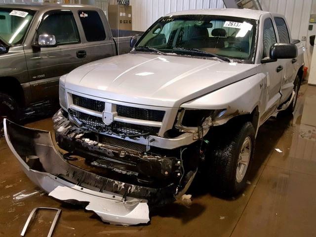 1D3HW38P59S783507 - 2009 DODGE DAKOTA SXT SILVER photo 2