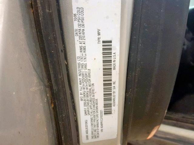 4S4BP61C376323221 - 2007 SUBARU LEGACY OUT GRAY photo 10