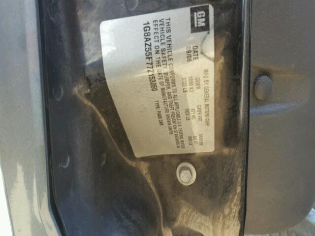 1G8AZ55F77Z153060 - 2007 SATURN ION LEVEL GRAY photo 10