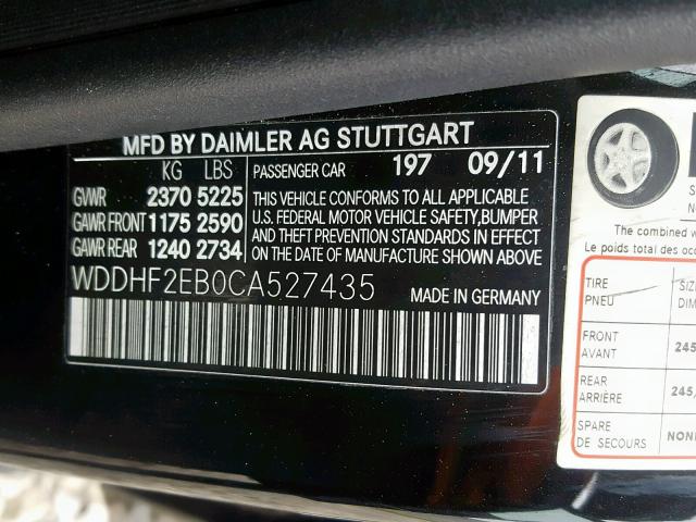 WDDHF2EB0CA527435 - 2012 MERCEDES-BENZ E 350 BLUE BLACK photo 10