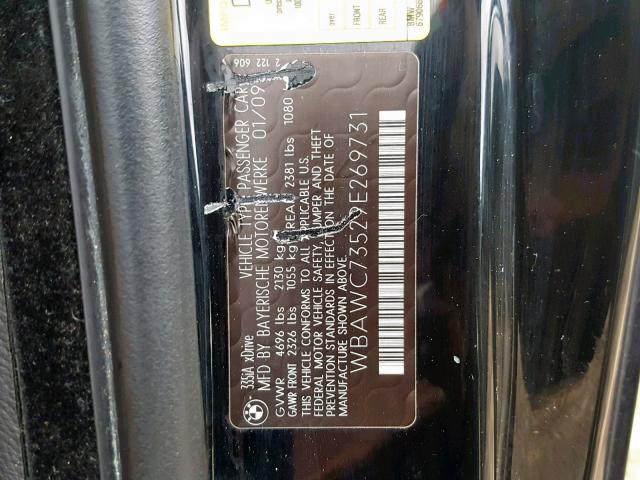 WBAWC73529E269731 - 2009 BMW 335 XI BLACK photo 10