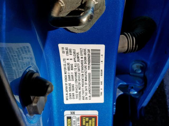 JHMZE2H52AS006553 - 2010 HONDA INSIGHT LX BLUE photo 10