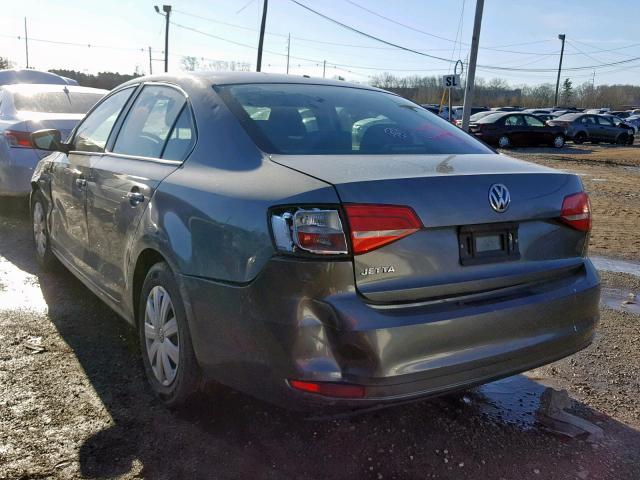 3VW2K7AJ8FM401365 - 2015 VOLKSWAGEN JETTA BASE Մոխրագույն լուսանկար 3