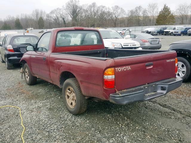 5TENL42N71Z832062 - 2001 TOYOTA TACOMA BURGUNDY photo 3