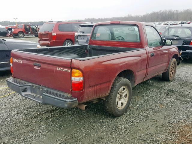 5TENL42N71Z832062 - 2001 TOYOTA TACOMA BURGUNDY photo 4