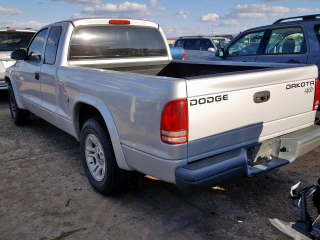 1D7GL12K54S599102 - 2004 DODGE DAKOTA SXT SILVER photo 3