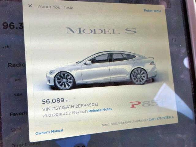 5YJSA1H12EFP49013 - 2014 TESLA MODEL S SILVER photo 8