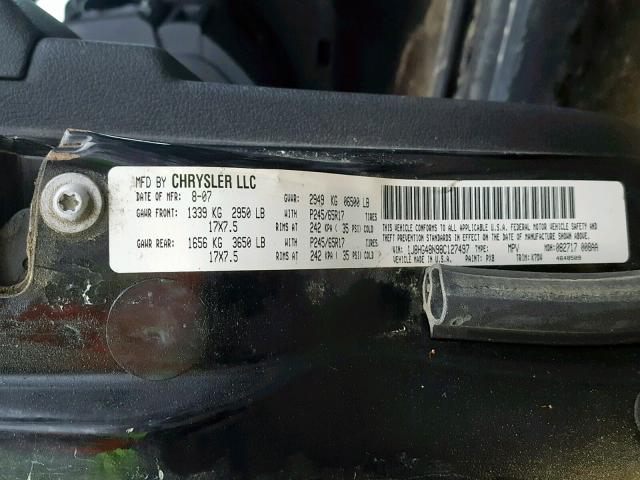 1J8HG48N98C127497 - 2008 JEEP COMMANDER BLACK photo 10