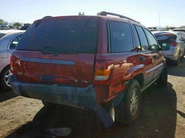 1J4GX48N24C362802 - 2004 JEEP GRAND CHER RED photo 4