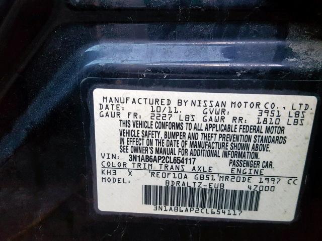 3N1AB6AP2CL654117 - 2012 NISSAN SENTRA 2.0 BLACK photo 10