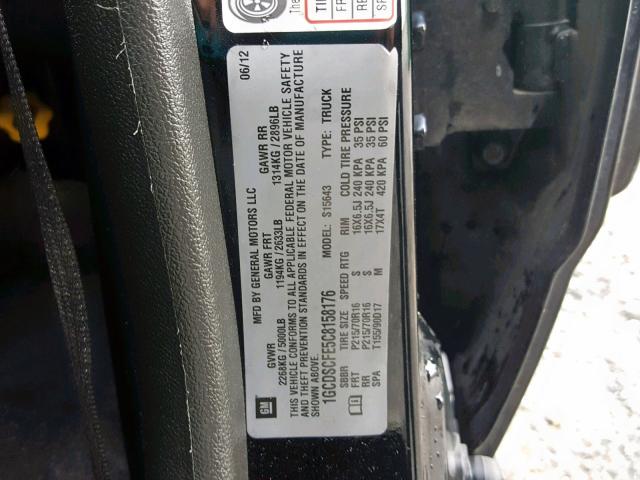 1GCDSCFE5C8158176 - 2012 CHEVROLET COLORADO L BLACK photo 10