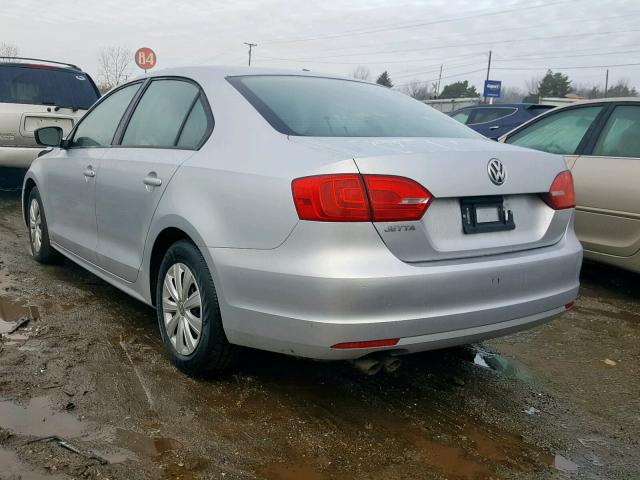 3VW2K7AJ2EM335104 - 2014 VOLKSWAGEN JETTA BASE SILVER photo 3