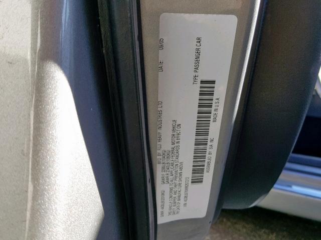 4S3BL676X66207272 - 2006 SUBARU LEGACY GT SILVER photo 10