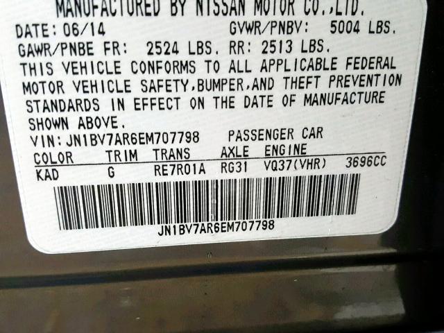 JN1BV7AR6EM707798 - 2014 INFINITI Q50 BASE GRAY photo 10