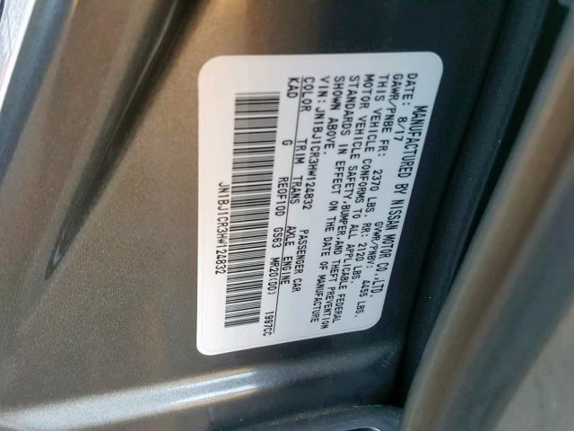 JN1BJ1CR3HW124832 - 2017 NISSAN ROGUE GRAY photo 10