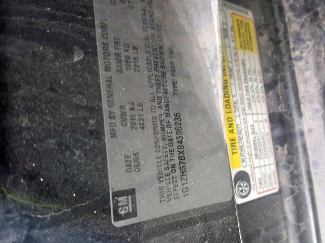 1G1ZH57BX84306236 - 2008 CHEVROLET MALIBU 1LT გრაფიტი ფოტო 10