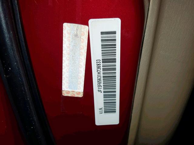 JF1SF65631H736933 - 2001 SUBARU FORESTER S RED photo 10