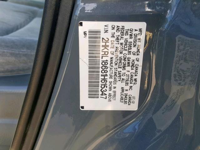 2HKRL18681H615347 - 2001 HONDA ODYSSEY EX GRAY photo 10