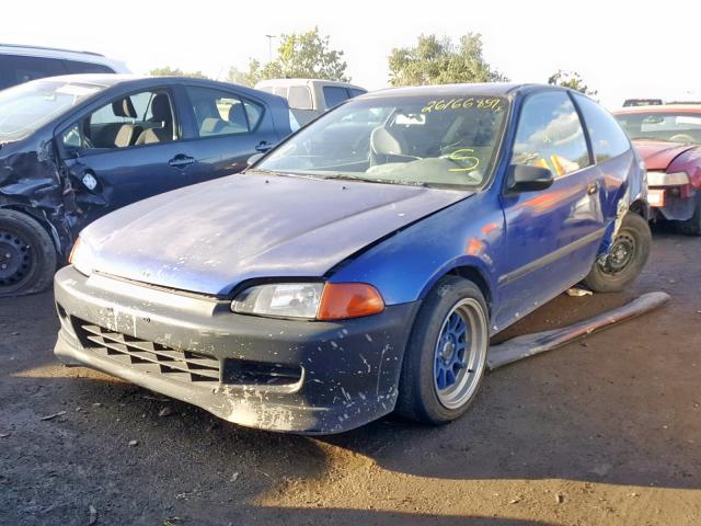 2HGEH2456NH542627 - 1992 HONDA CIVIC DX BLUE photo 2