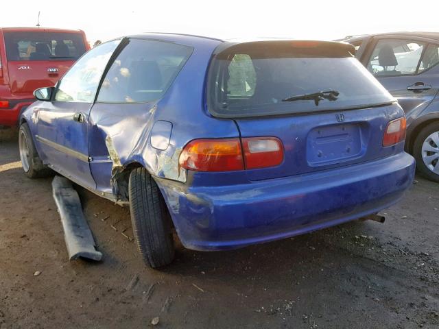 2HGEH2456NH542627 - 1992 HONDA CIVIC DX BLUE photo 3