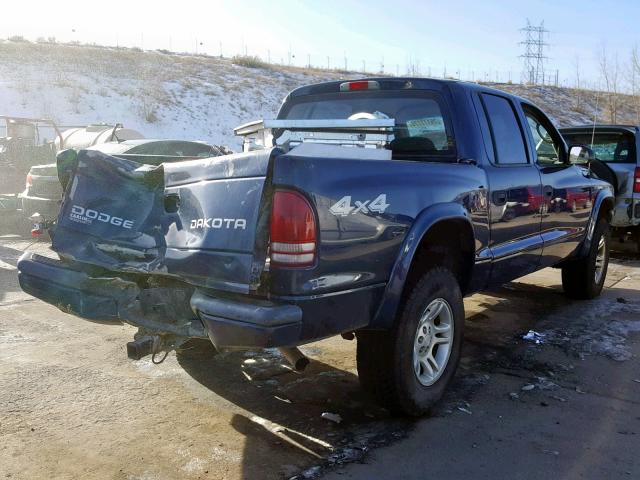 1D7HG38N84S687065 - 2004 DODGE DAKOTA QUA BLUE photo 4