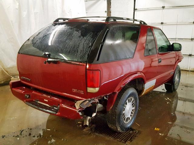 1GKCT18W11K211284 - 2001 GMC JIMMY RED photo 4