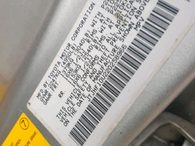 JTJHF10U220258966 - 2002 LEXUS RX 300 GRAY photo 10