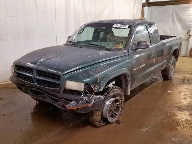 1B7GG22Y7XS248155 - 1999 DODGE DAKOTA GREEN photo 2