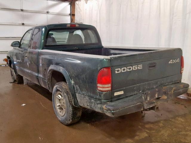 1B7GG22Y7XS248155 - 1999 DODGE DAKOTA GREEN photo 3