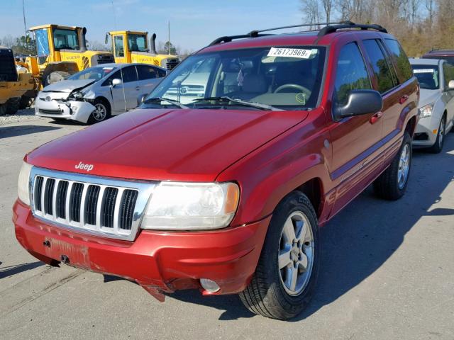 1J4GW58N74C378244 - 2004 JEEP GRAND CHER RED photo 2