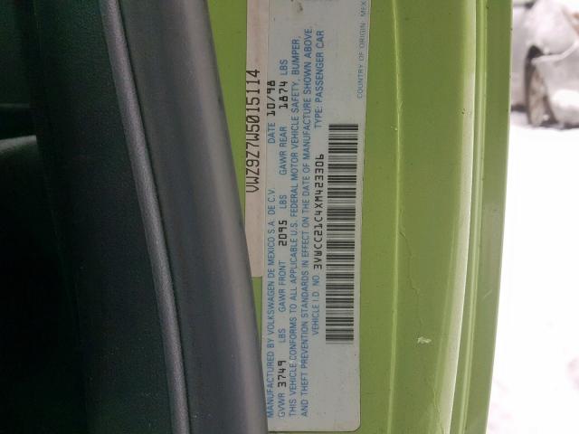 3VWCC21C4XM423306 - 1999 VOLKSWAGEN NEW BEETLE Yaşıl foto 10