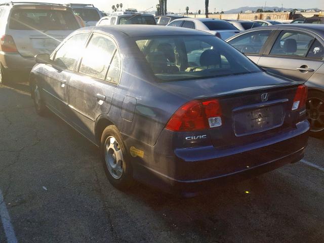 JHMES96615S013222 - 2005 HONDA CIVIC HYBR BLUE photo 3