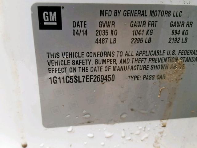 1G11C5SL7EF269450 - 2014 CHEVROLET MALIBU 1LT 白色 照片 10