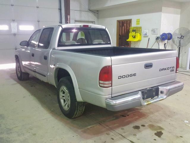 1D7HL48N44S535477 - 2004 DODGE DAKOTA QUA SILVER photo 3