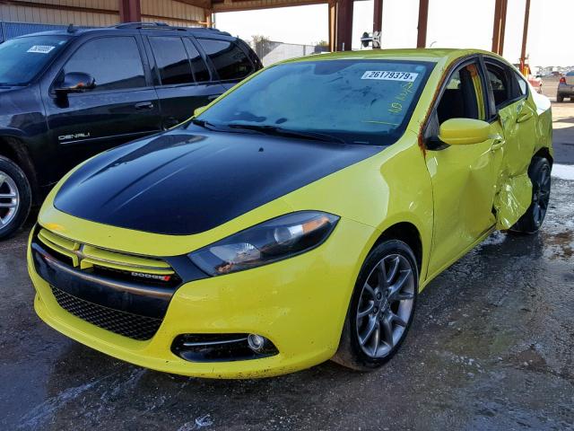 1C3CDFBH6DD230779 - 2013 DODGE DART SXT YELLOW photo 2