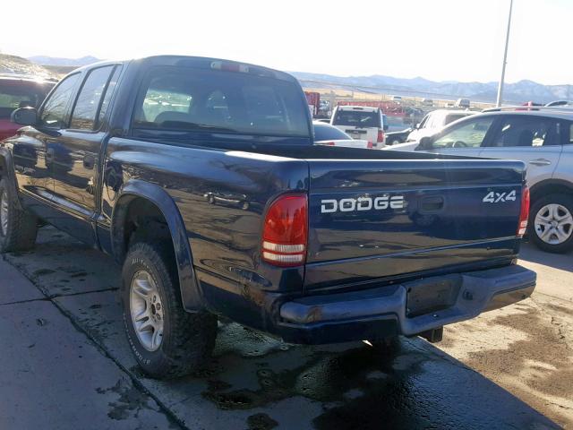 1B7HG2AN81S246529 - 2001 DODGE DAKOTA QUA BLUE photo 3