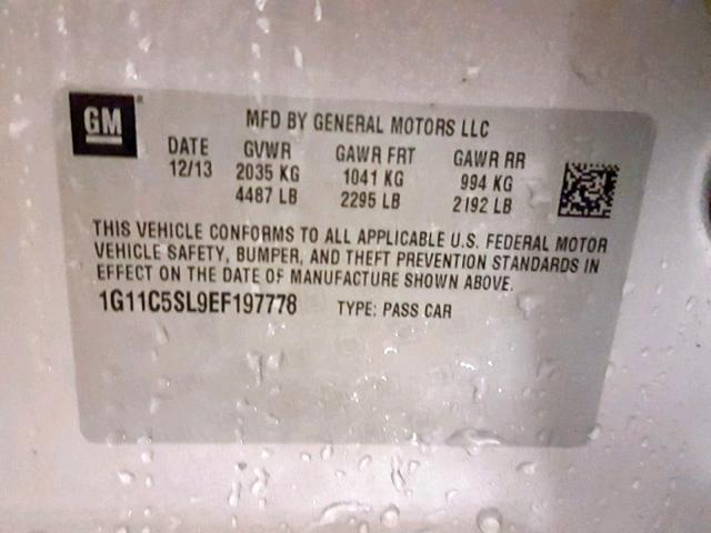 1G11C5SL9EF197778 - 2014 CHEVROLET MALIBU 1LT SILVER photo 10