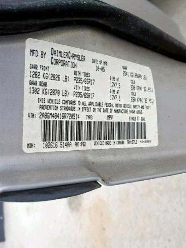 2A8GM48416R720514 - 2006 CHRYSLER PACIFICA SILVER photo 10