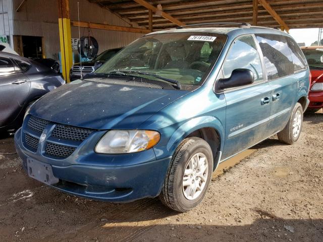 1B4GP45RX1B207393 - 2001 DODGE CARAVAN SP GREEN photo 2