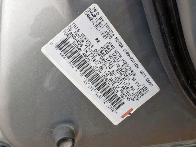 JTJHF10U610172025 - 2001 LEXUS RX 300 GRAY photo 10