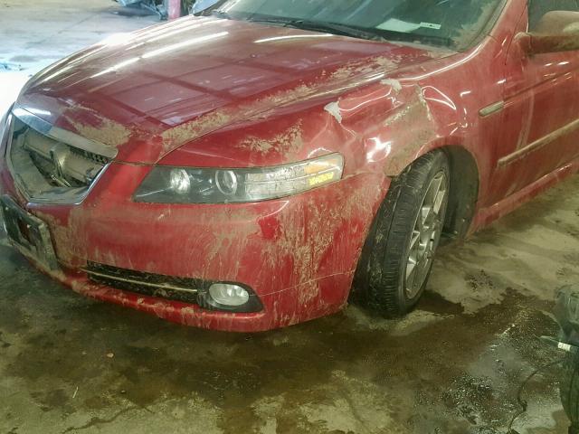 19UUA76547A014919 - 2007 ACURA TL TYPE S RED photo 9
