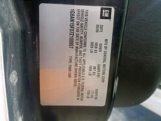 1G8AN15F37Z100957 - 2007 SATURN ION LEVEL WHITE photo 10