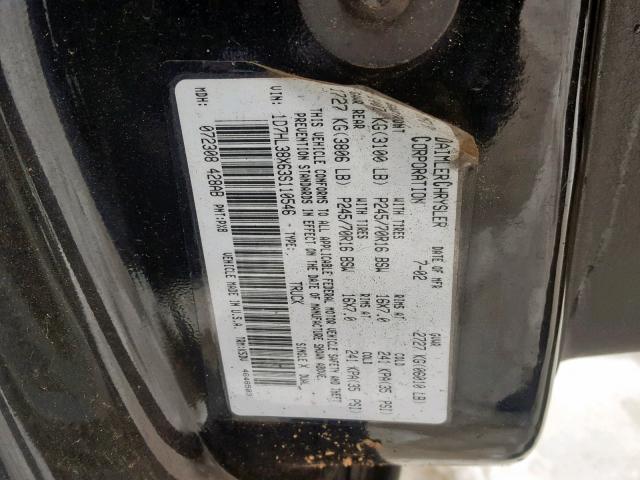 1D7HL38X63S110546 - 2003 DODGE DAKOTA QUA BLACK photo 10